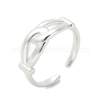 Double Knot Brass Open Cuff Ring for Women&nbsp;RJEW-A040-05P-1