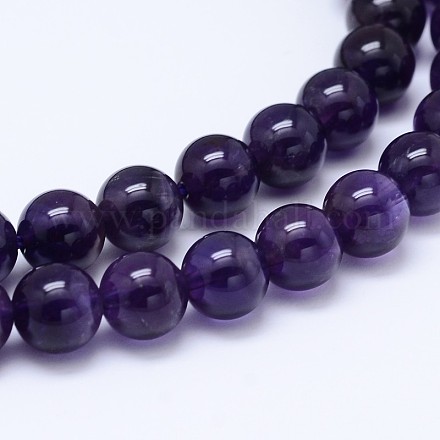 Natural Amethyst Round Bead Strands&nbsp;G-M212-6mm-01C-1