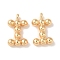 Brass Pendants, Cadmium Free & Nickel Free & Lead Free, Letter Charms, Real 18K Gold Plated, 12x7x2mm, Hole: 1mm