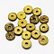 Dyed Donut Coconut Beads, Gold, 9x2~5mm, Hole: 2~3mm, about 1612pcs/500g