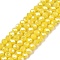 Electroplate Glass Beads Strands, Opaque Solid Color, AB Color Plated, Faceted, Rondelle, Yellow, 4x3mm, Hole: 0.8~1mm, about 105~110pcs/strand, 38~39cm