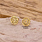 304 Stainless Steel Stud Earrings, Golden, Flat Round, 10mm
