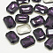 Pointed Back Glass Rhinestone Cabochons, Faceted, Rectangle Octagon, Tanzanite, 10x8x3.5mm