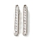 Brass Micro Pave Clear Cubic Zirconia Twister Clasps, Rectangle, Platinum, 27.5x4x6.5mm