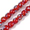 Handmade Lamword Beads Strands, Round with Polka Dot, Crimson, 10~11x9~10mm, Hole: 1.4mm, about 40pcs/strand, 14.2~15.94''(36~40.5cm)