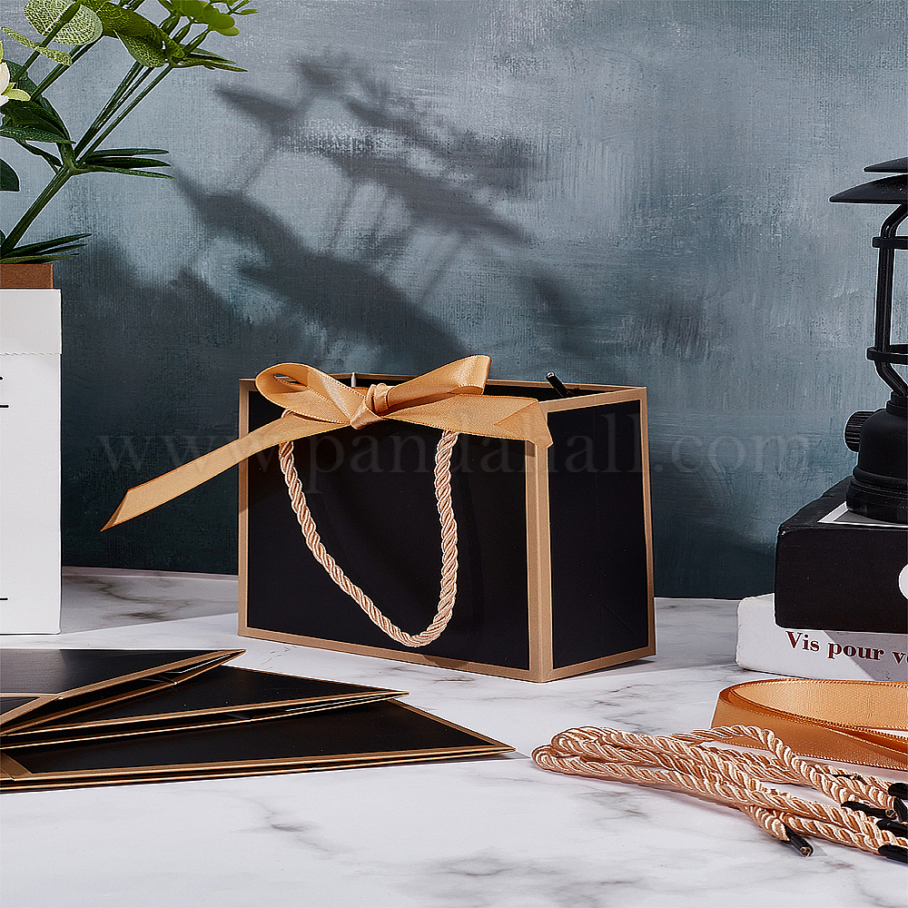 Portable Gift Wholesale Paper Portable Gift Tote Boxes with Goldenrod Ribbon ...