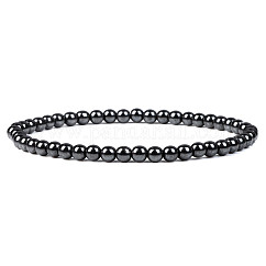 4mm Round Synthetic Hematite Beads Bracelet for Men, European and American Retro Simple Versatile Stretch Bracelets, 7.48 inch(19cm)