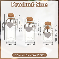 6Pcs 3 Styles Clear Glass Tube Wishing Bottles&nbsp;AJEW-DR00047