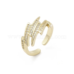 Brass Micro Pave Clear Cubic Zirconia Cuff Rings for Women&nbsp;RJEW-S400-02G