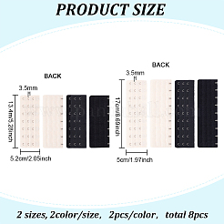 8Pcs 4 Style Polyester Women's 3 Rows x 7/9 Hooks Longline Corset Bra Extender&nbsp;FIND-BC0004-65