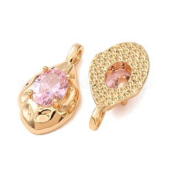 Brass Pave Pearl Pink Cubic Zirconia Pendants&nbsp;KK-A304-16G