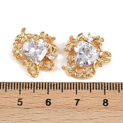 Brass Micro Pave Clear Cubic Zirconia Pendants&nbsp;KK-C115-22G