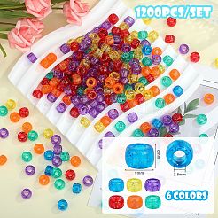 1200Pcs 6 Colors Transparent Plastic Beads&nbsp;KY-SZ0001-55