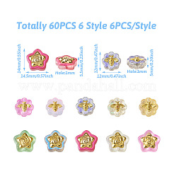 60Pcs 10 Style Transparent Spray Painted Glass Beads&nbsp;LAMP-CW0001-04