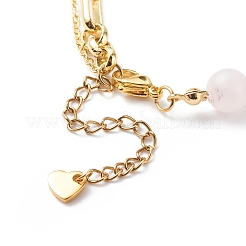 Cubic Zirconia Heart Charm Bracelet Brass Chains&nbsp;BJEW-JB08790