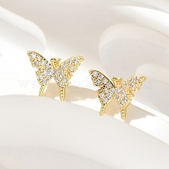 Brass Micro Pave Clear Cubic Zirconia Stud Earrings&nbsp;EJEW-A128-01G