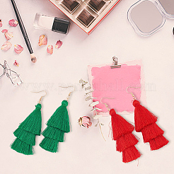 6 Pairs 6 Colors Bohemian Polyester Long Tassel Dangle Earrings with Iron Pins for Women&nbsp;EJEW-AN0003-97