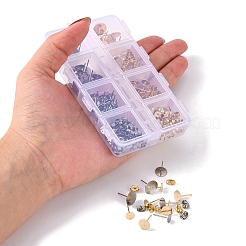 120Pcs 6 Style 304 Stainless Steel Stud Earring Pads&nbsp;STAS-YW0001-36
