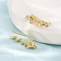 Brass Micro Pave Cubic Zirconia Stud Crawler Earrings&nbsp;LS-KK-CBAA351-03G