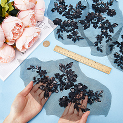 Flower Polyester Embroidery Sew on Appliques&nbsp;PATC-WH0012-32A