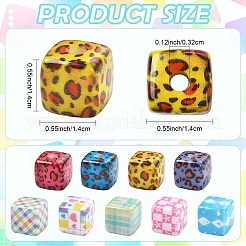 18Pcs 9 Colors Laser & Printed Opaque Acrylic Beads&nbsp;OACR-YW0004-55