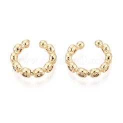 Brass Pave Cubic Zirconia Cuff Earrings&nbsp;EJEW-T049-03B-G