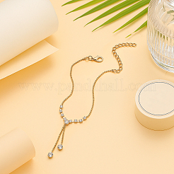 4Pcs 2 Colors Brass & Crystal Rhinestone Anklets&nbsp;AJEW-GO0002-61