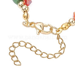 Christmas Glass & Baking Paint Pearlized Glass Pearl Round Beaded Bracelets for Women&nbsp;BJEW-JB12441-01