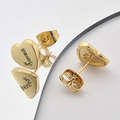 Rack Plating Brass Micro Pave Clear Cubic Zirconia Stud Earrings&nbsp;EJEW-K299-01G-J