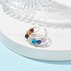 Chakra Theme Natural & Synthetic Mixed Gemstone Cuff Earrings&nbsp;EJEW-JE05698-01