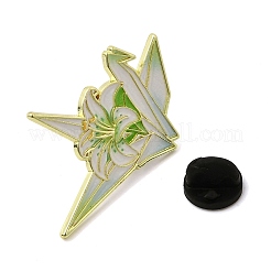 Paper Crane & Lily Flower Alloy Enamel Pin Backs for Clothes for Women&nbsp;LS-JEWB-F043-02B