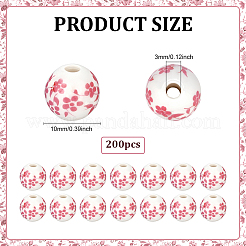 200Pcs Floral Printed Porcelain Beads&nbsp;PORC-ME0001-09