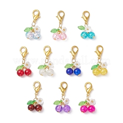 10Pcs Glass Cherry Pendant Decorations&nbsp;HJEW-MZ00332