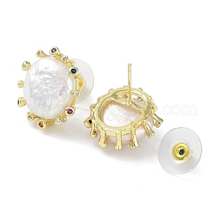 Rack Plating Brass Stud Earrings&nbsp;KK-K348-08G