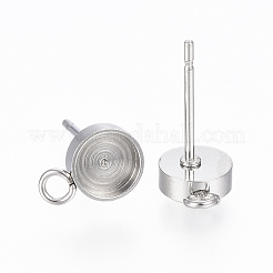 Non-Tarnish 201 Stainless Steel Stud Earring Findings&nbsp;STAS-H410-08P-C