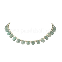 Natural Cultured Freshwater Pearl Rice & Natural Amazonite Teardrop Beaded Necklaces&nbsp;NJEW-JN06434