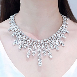 Alloy Full Crystal Rhinestone Geometric Bib Necklaces for Women&nbsp;FS-WG56FB9-02