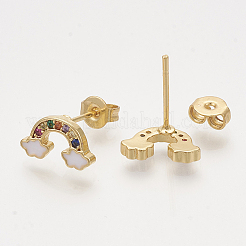 Brass Cubic Zirconia Stud Earrings&nbsp;LS-EJEW-S201-169E