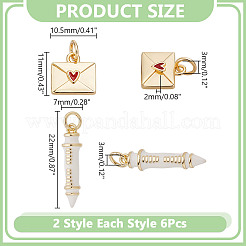 12Pcs 2 Styles Brass Enamel Pendants&nbsp;KK-AR0004-70