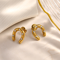 304 Stainless Steel Pave Cubic Zirconia Stud Earrings for Women&nbsp;SA-CBAF36C-03G