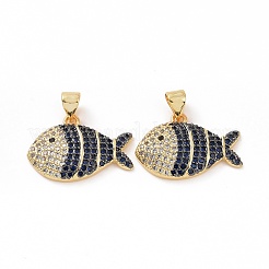 Brass Micro Pave Clear Cubic Zirconia Pendants&nbsp;ZIRC-F135-02G-01