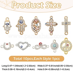 10Pcs 10 Styles Alloy Rhinestone Links/Connectors&nbsp;ALRI-YW0001-31