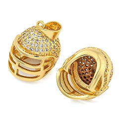 Rack Plating Brass Micro Pave Cubic Zirconia Pendants&nbsp;KK-Z063-49G-01