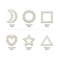 120Pcs 6 Style ABS Plastic Imitation Pearl Linking Rings&nbsp;OACR-FS0001-02