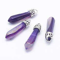 Dyed Bullet Natural Agate Pointed Pendants&nbsp;G-E332-C20