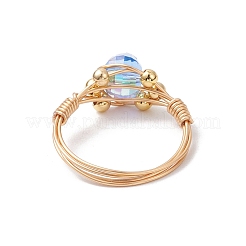 8Pcs Transparent Electroplate Glass Finger Rings for Women&nbsp;RJEW-JR00921-01