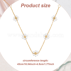 2Pcs 2 Color Imitation Pearl Flower Pendant Necklaces Set with Brass Chains for Women&nbsp;NJEW-AN0001-89