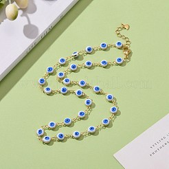 Brass Enamel Evil Eye Link Chain Necklaces&nbsp;NJEW-JN03454