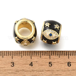 Rack Plating Brass Micro Pave Cubic Zirconia Barrel European Beads with Enamel&nbsp;KK-Z086-28G-02