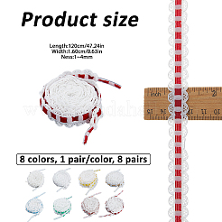 8 Pairs 8 Colors Polyester Gingham Lace Shoelaces&nbsp;AJEW-FH0009-18